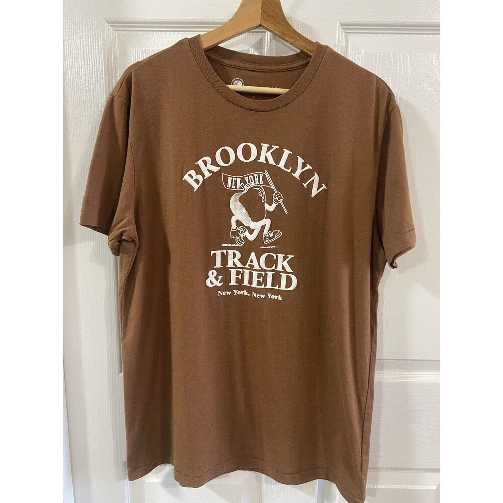 Aeropostale Brooklyn Track & Field Brown White Graphic Tee Teen Retro NY Size L - Picture 2 of 5